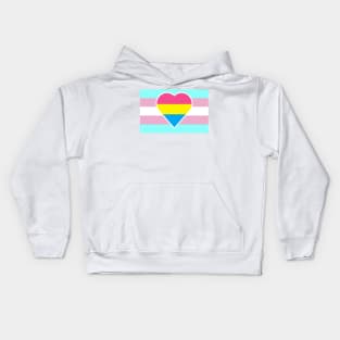 Transgender Pride Flag with Pansexual/Panromantic Heart Kids Hoodie